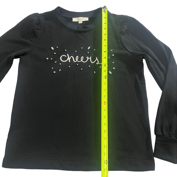 Loft Black Cheers Sweatshirt Long Sleeves Crew neck  Size M - Picture 11 of 12